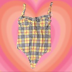 MOTEL PLAID YELLOW BODYSUIT size S